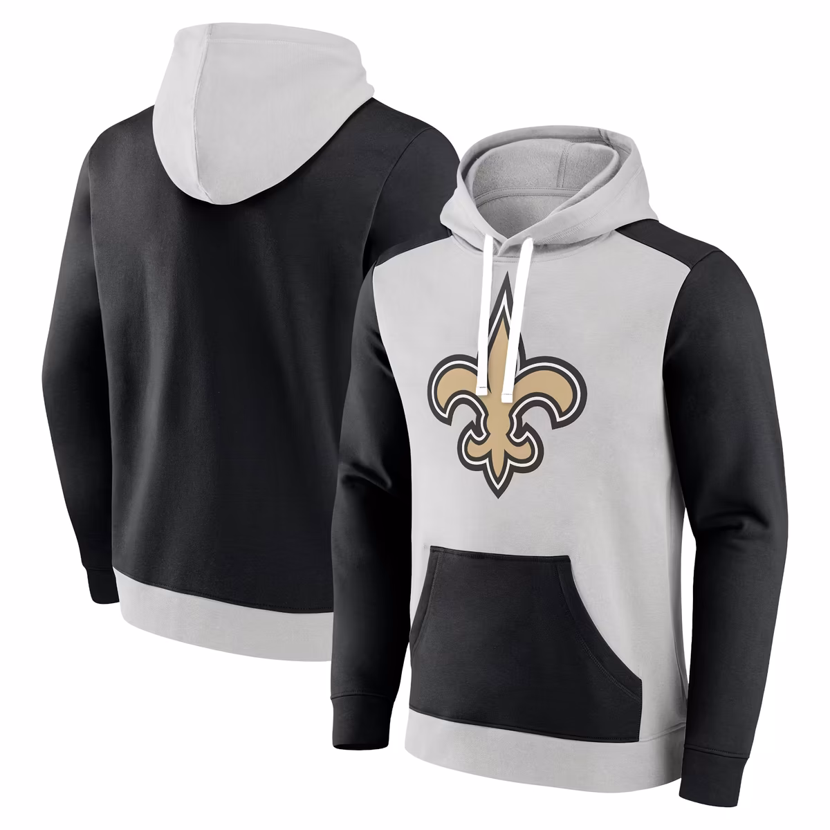 Men's Fanatics Silver/Black New Orleans Saints Big & Tall Team Fleece Pullover Hoodie