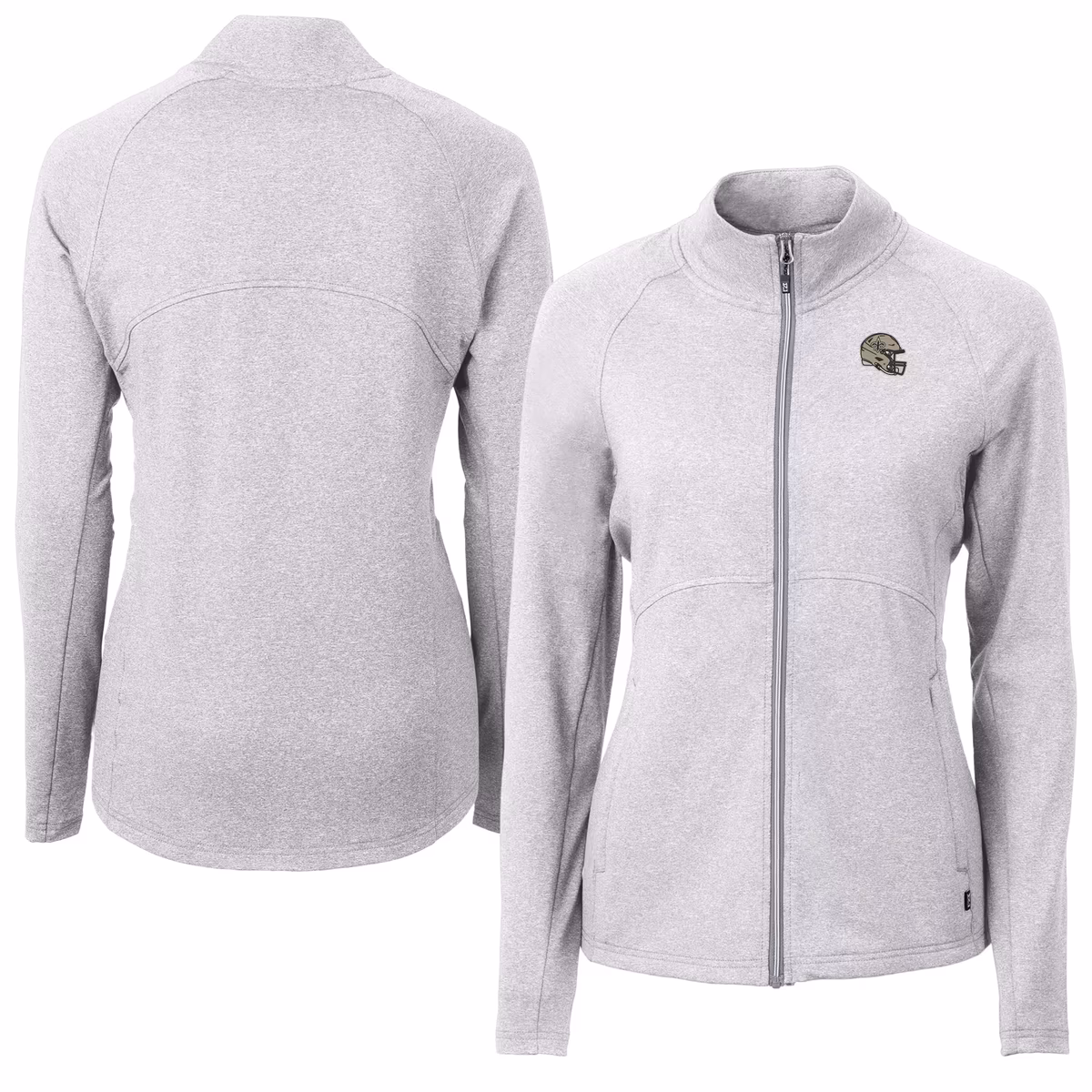 Women's Cutter & Buck Heather Gray New Orleans Saints Adapt Eco Knit Heather Full-Zip Jacket