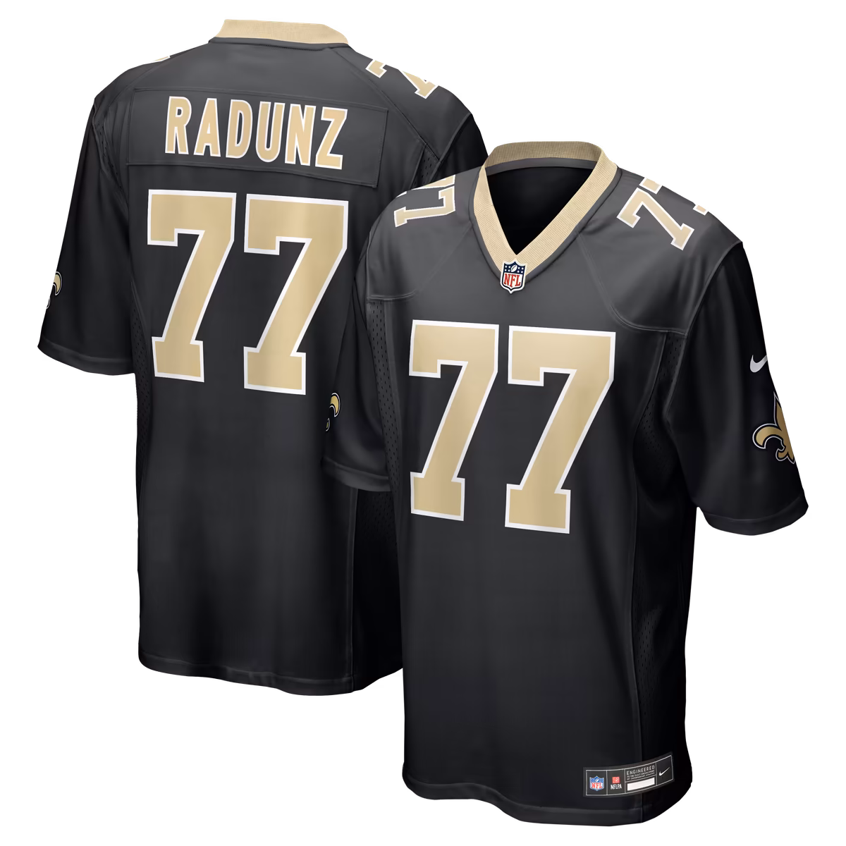 Men's Nike Dillon Radunz Black New Orleans Saints Team Game Jersey 10 Men's Nike Dillon Radunz Black New Orleans Saints Team Game Jersey