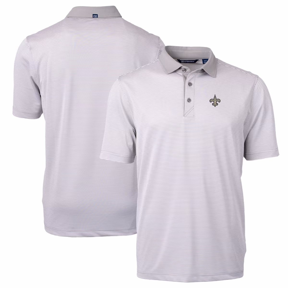 Men's Cutter & Buck Gray/White New Orleans Saints Virtue Eco Pique Micro Stripe Recycled Polo 2 Men's Cutter & Buck Gray/White New Orleans Saints Virtue Eco Pique Micro Stripe Recycled Polo