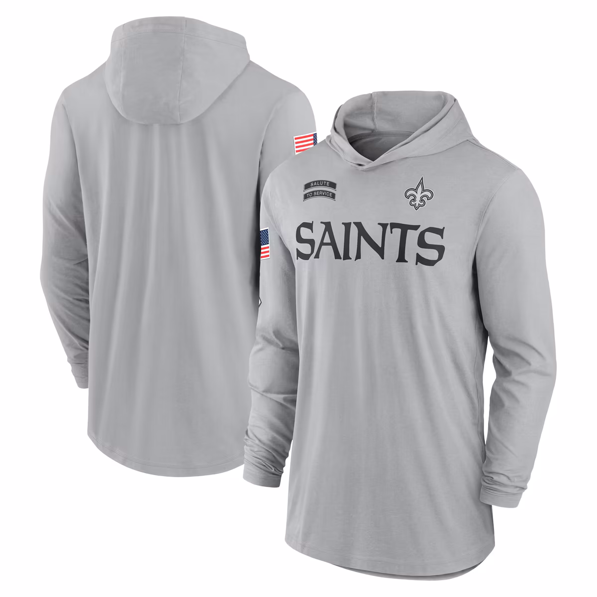 Men's Nike Gray New Orleans Saints 2024 Salute to Service Lightweight Dri-FIT Long Sleeve Hoodie T-Shirt 10 Men's Nike Gray New Orleans Saints 2024 Salute to Service Lightweight Dri-FIT Long Sleeve Hoodie T-Shirt