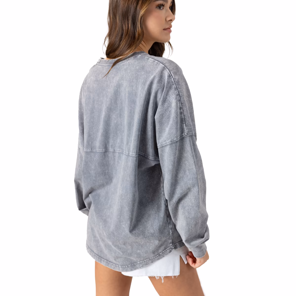 Women's Gameday Couture Gray New Orleans Saints Starbound Oversized Snow Wash Long Sleeve T-Shirt 4 Women's Gameday Couture Gray New Orleans Saints Starbound Oversized Snow Wash Long Sleeve T-Shirt