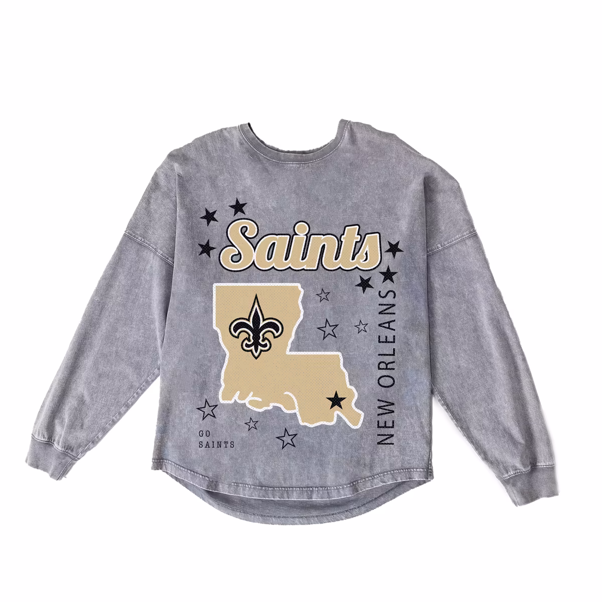 Women's Gameday Couture Gray New Orleans Saints Starbound Oversized Snow Wash Long Sleeve T-Shirt 7 Women's Gameday Couture Gray New Orleans Saints Starbound Oversized Snow Wash Long Sleeve T-Shirt