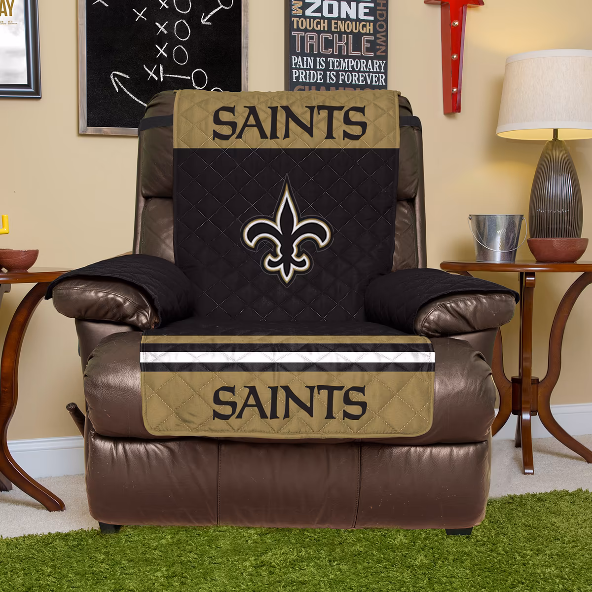 Black New Orleans Saints Recliner Protector