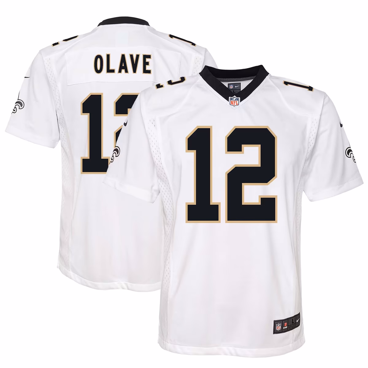 Youth Nike Chris Olave White New Orleans Saints Game Jersey 10 Youth Nike Chris Olave White New Orleans Saints Game Jersey