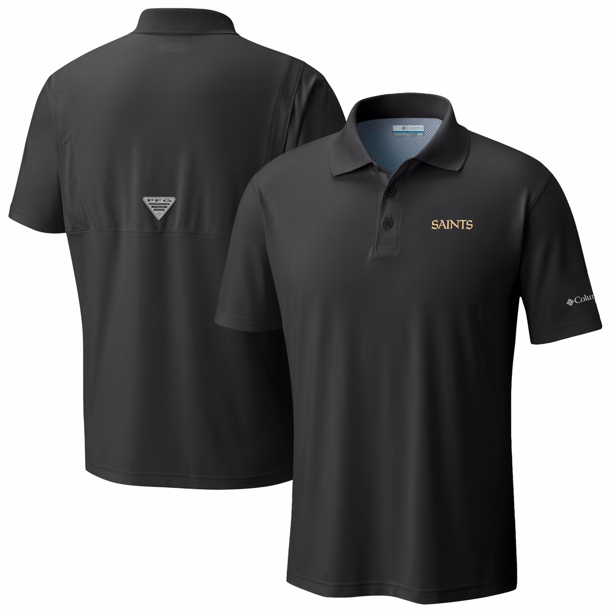 Men's Columbia Black New Orleans Saints Low Drag Offshore Polo 7 Men's Columbia Black New Orleans Saints Low Drag Offshore Polo
