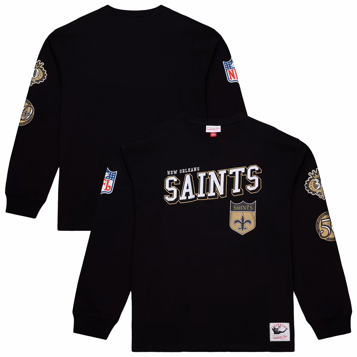 Men's Mitchell & Ness Black New Orleans Saints Training Camp Vintage Logos Long Sleeve T-Shirt 8 Men's Mitchell & Ness Black New Orleans Saints Training Camp Vintage Logos Long Sleeve T-Shirt