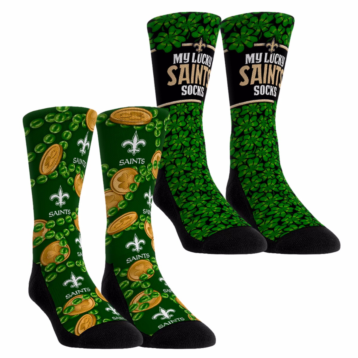 Unisex Rock Em Socks  New Orleans Saints St. Patrick's Day Two-Pack Crew Socks Set