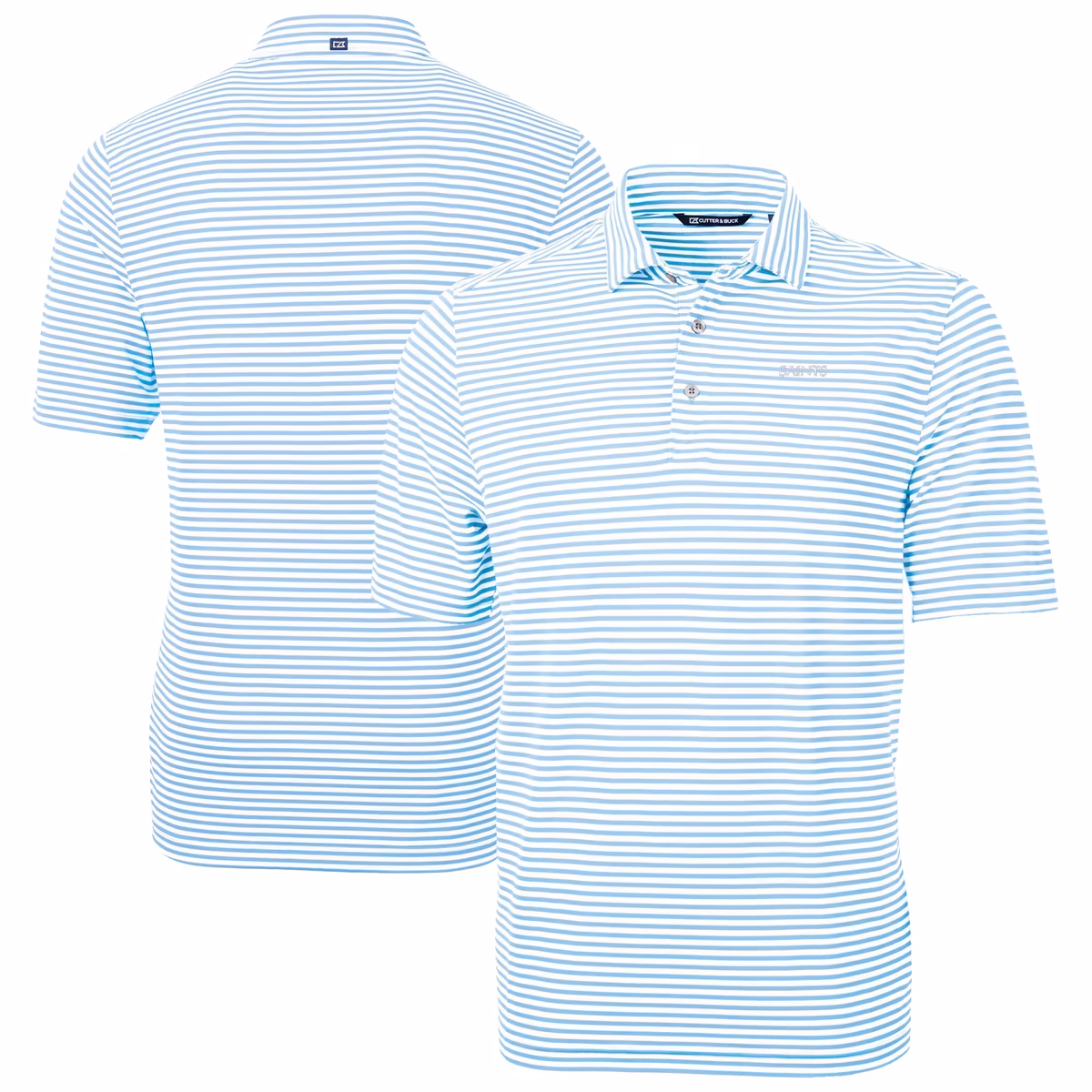Men's Cutter & Buck  Powder Blue New Orleans Saints Virtue Eco Pique Stripe Recycled Big & Tall Polo