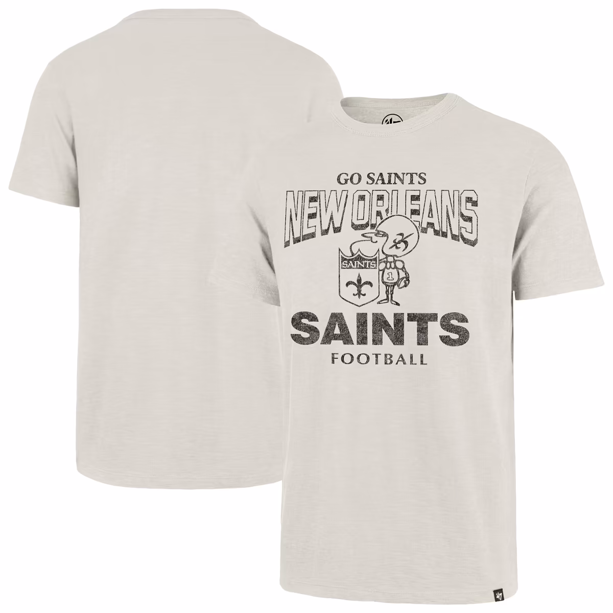 Men's '47 Natural New Orleans Saints Head On Scrum Slub T-Shirt 2 Men's '47 Natural New Orleans Saints Head On Scrum Slub T-Shirt