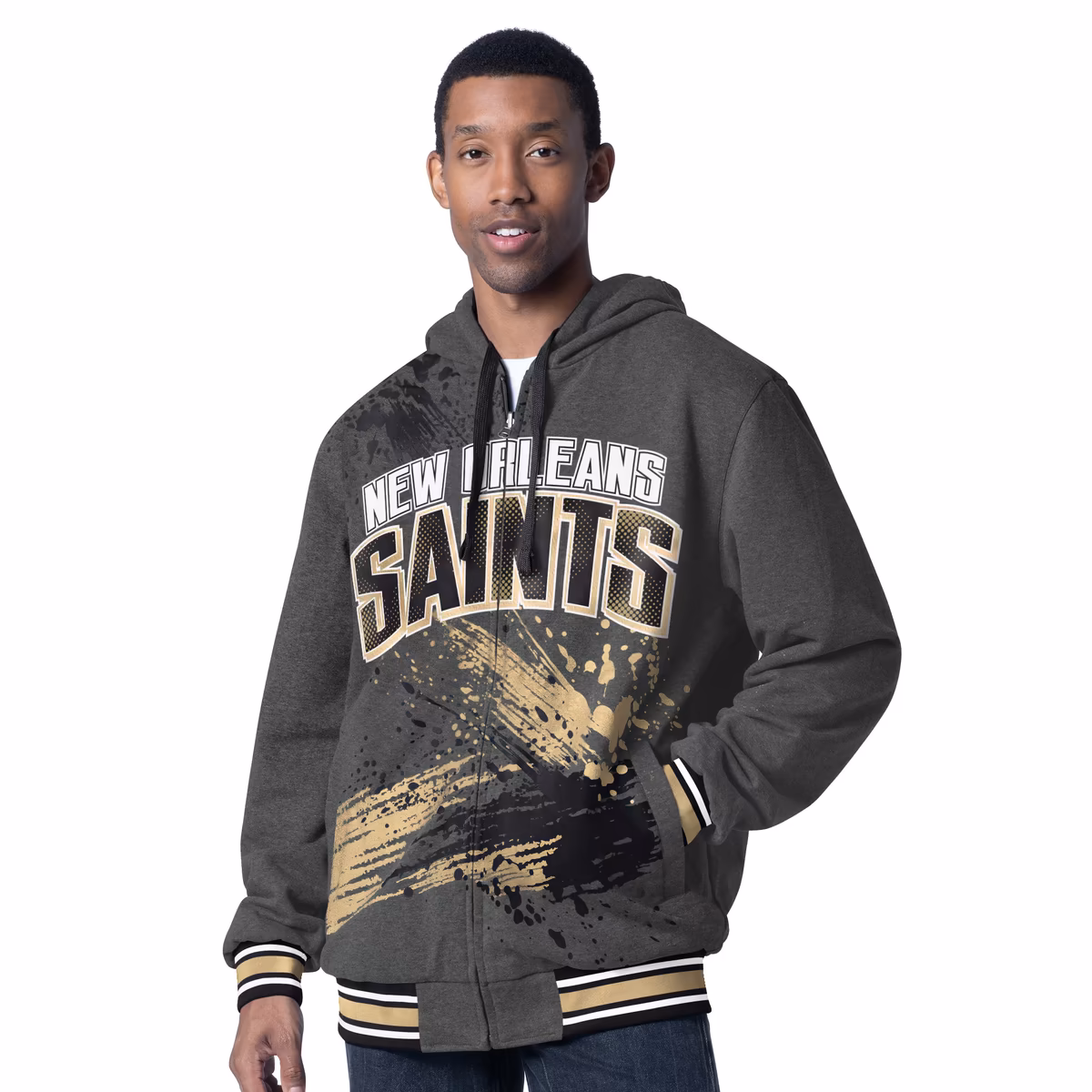 Men's G-III Sports by Carl Banks Black/Charcoal New Orleans Saints Dual Threat Reversable Full-Zip Hooded Jacket 4 Men's G-III Sports by Carl Banks Black/Charcoal New Orleans Saints Dual Threat Reversable Full-Zip Hooded Jacket
