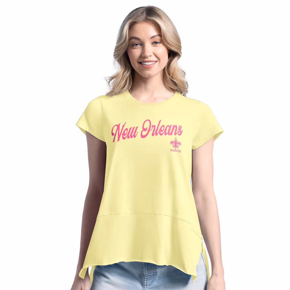 Women's Margaritaville Yellow New Orleans Saints Gametime Is Paradise T-Shirt 2 Women's Margaritaville Yellow New Orleans Saints Gametime Is Paradise T-Shirt