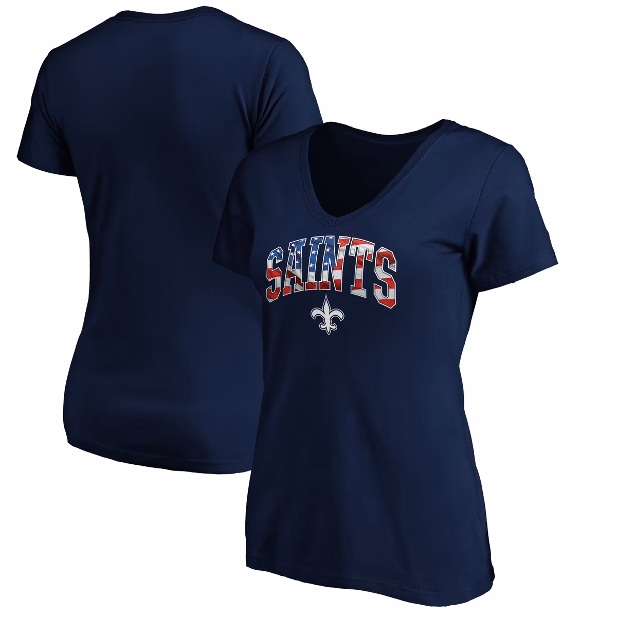 Women's Navy New Orleans Saints Banner Wave V-Neck T-Shirt 9 Women's Navy New Orleans Saints Banner Wave V-Neck T-Shirt