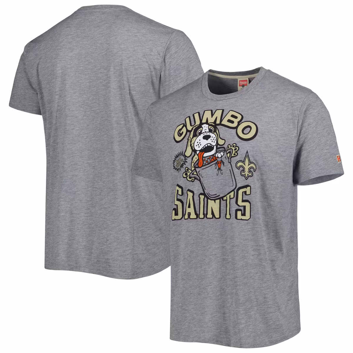 Men's Homage Gray New Orleans Saints Gumbo Hyper Local Tri-Blend T-Shirt 7 Men's Homage Gray New Orleans Saints Gumbo Hyper Local Tri-Blend T-Shirt