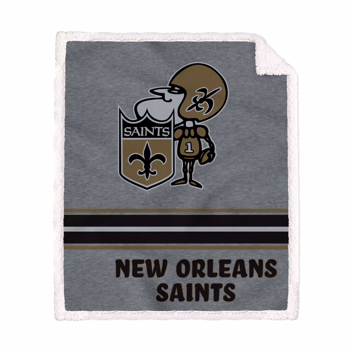 New Orleans Saints 50'' x 60'' Vintage Triple Stripe French Terry Sherpa Blanket 1 New Orleans Saints 50'' x 60'' Vintage Triple Stripe French Terry Sherpa Blanket