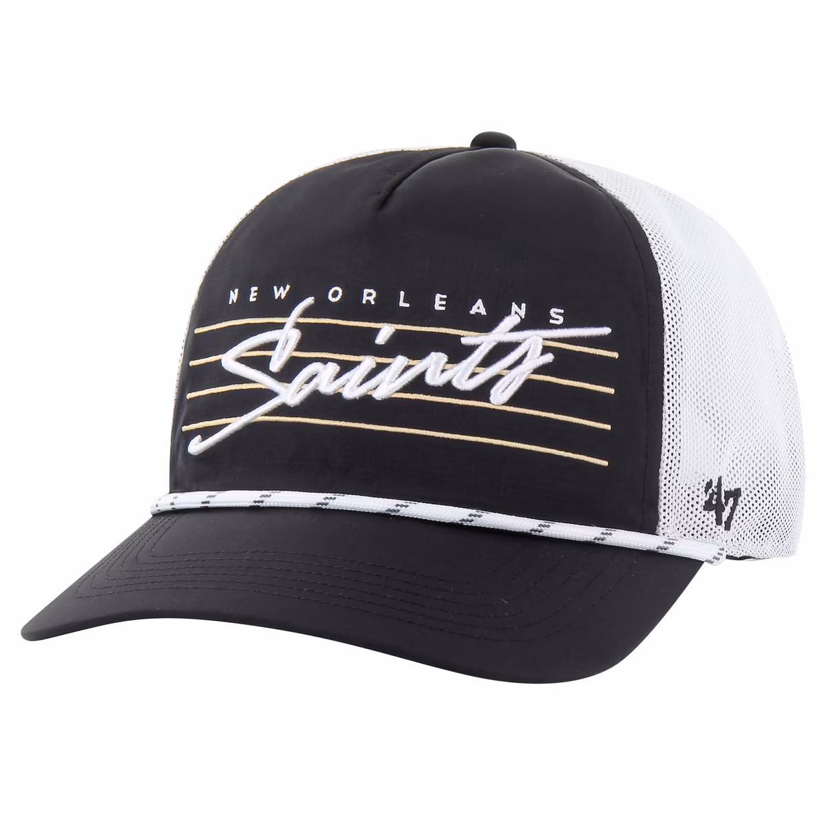 Men's '47 Black/White New Orleans Saints Downburst Relaxed Hitch Trucker Adjustable Hat 9 Men's '47 Black/White New Orleans Saints Downburst Relaxed Hitch Trucker Adjustable Hat