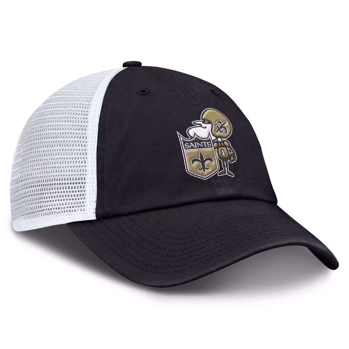 Men's Fanatics Black New Orleans Saints Basic Vintage Trucker Adjustable Hat 4 Men's Fanatics Black New Orleans Saints Basic Vintage Trucker Adjustable Hat