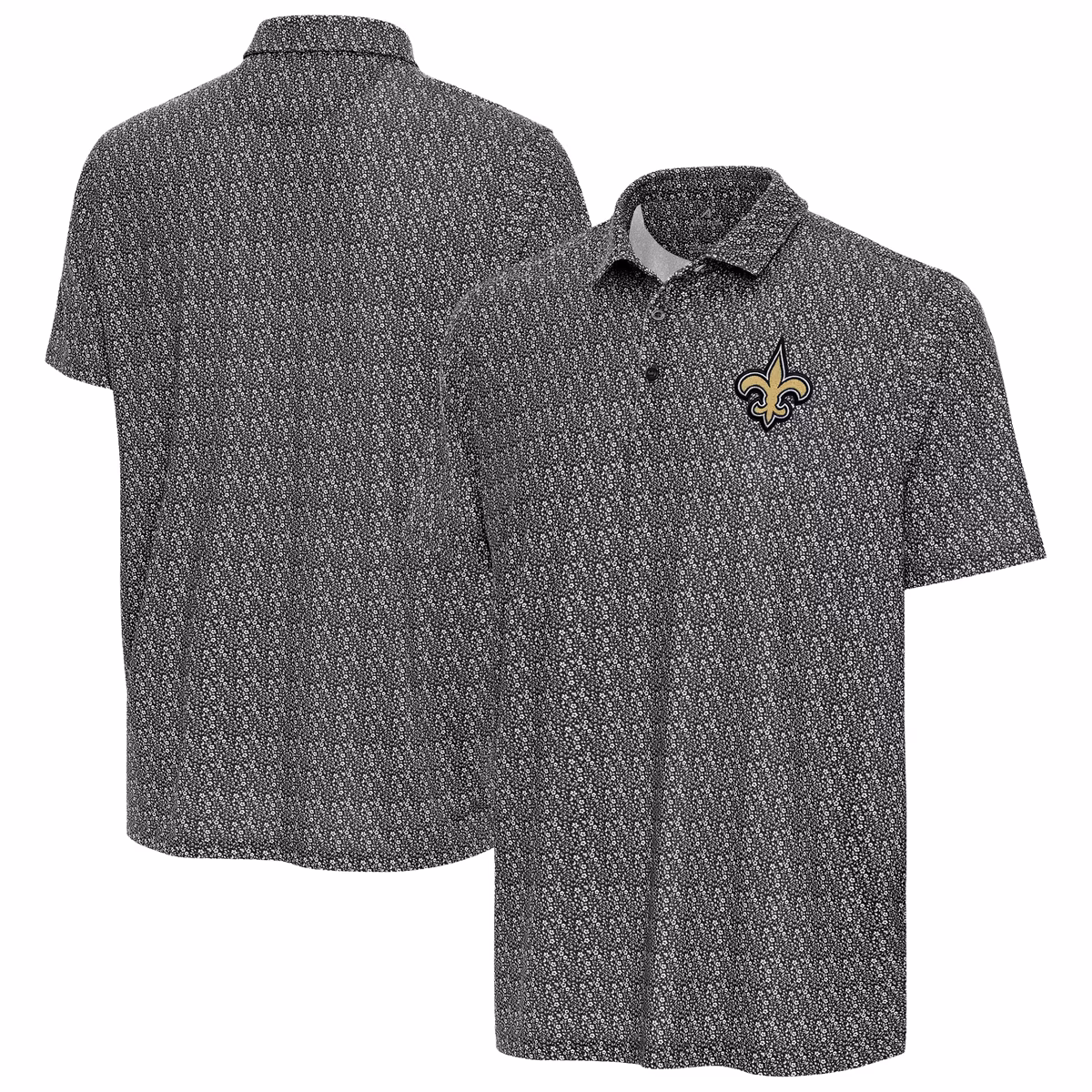 Men's Antigua Black New Orleans Saints Botanic Polo 6 Men's Antigua Black New Orleans Saints Botanic Polo