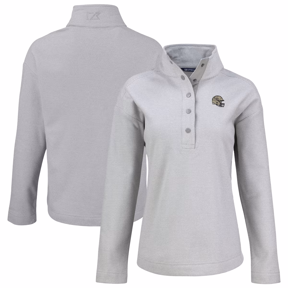 Women's Cutter & Buck  Gray New Orleans Saints Hunts Point Eco Half-Snap Sweatshirt