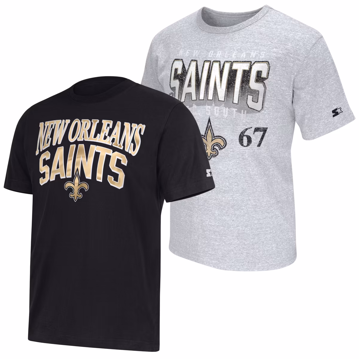 Men's Starter  Black/Heather Gray New Orleans Saints Two-Pack Logo T-Shirt Set