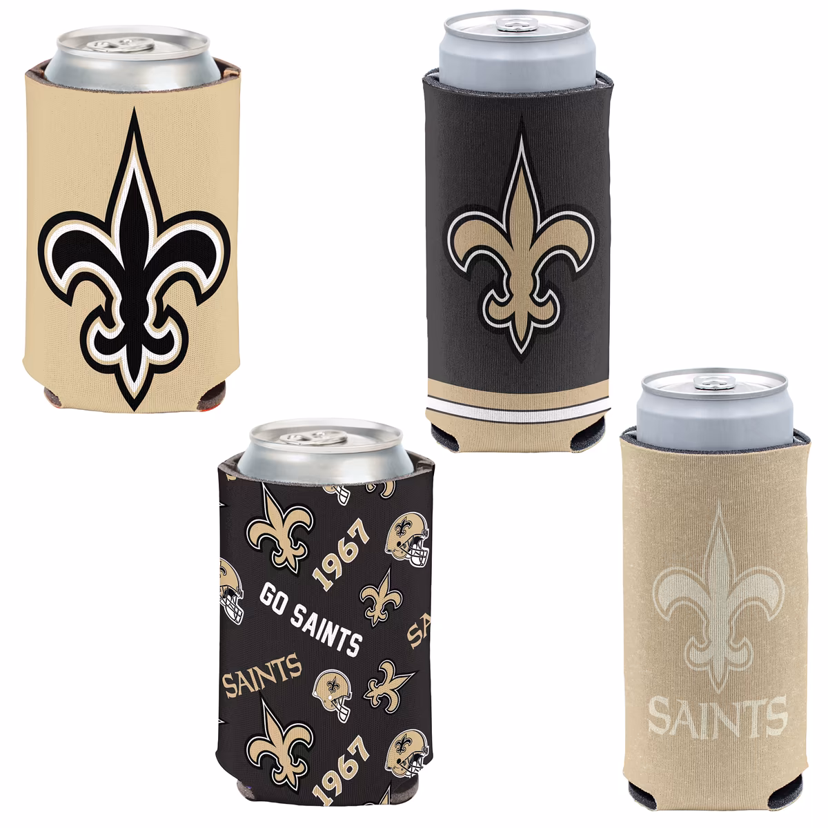 WinCraft New Orleans Saints 4-Pack 12oz. Can & Slim Can Cooler Set 1 WinCraft New Orleans Saints 4-Pack 12oz. Can & Slim Can Cooler Set
