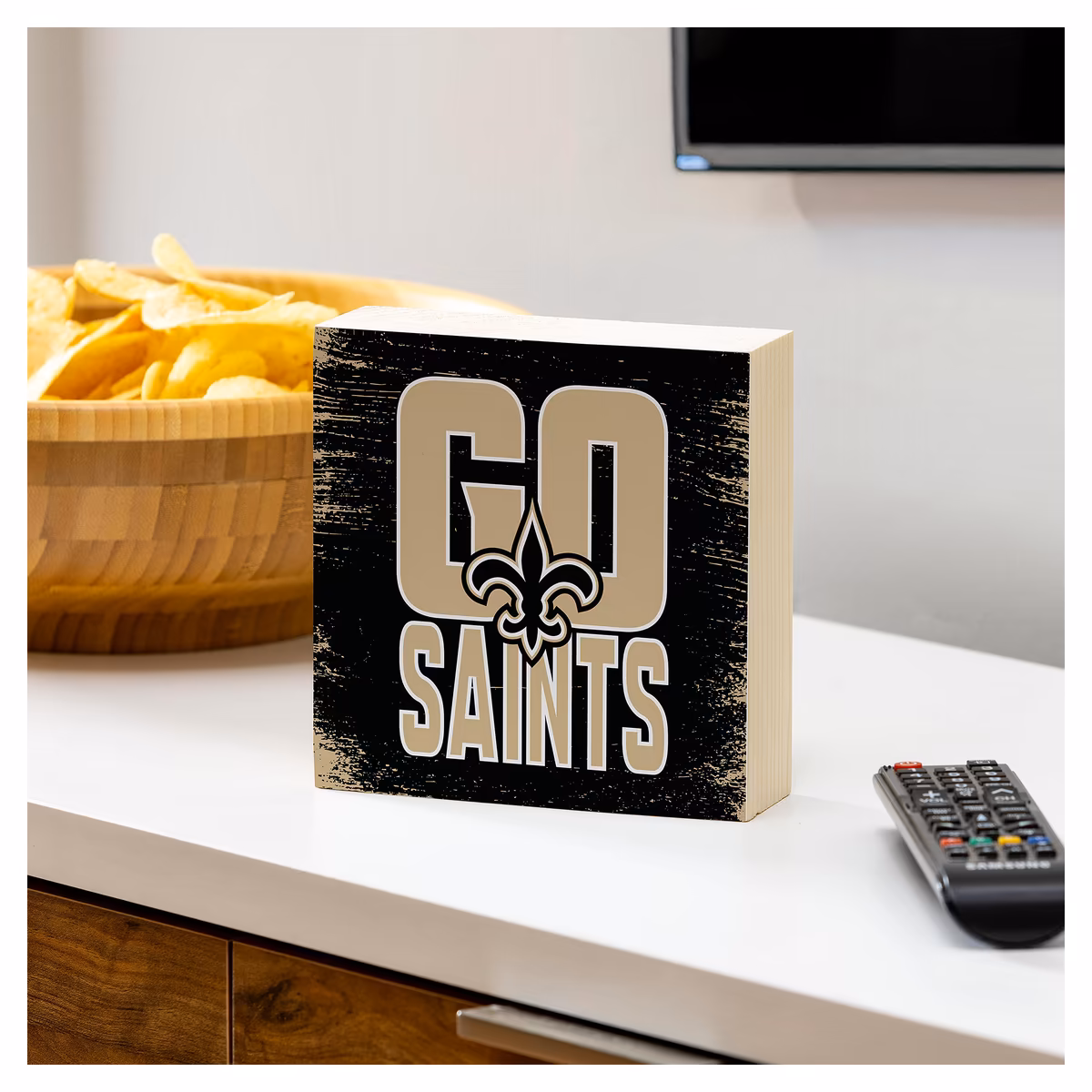 New Orleans Saints 6" Square Fan Chant Wood Block Shelf Sign 4 New Orleans Saints 6" Square Fan Chant Wood Block Shelf Sign