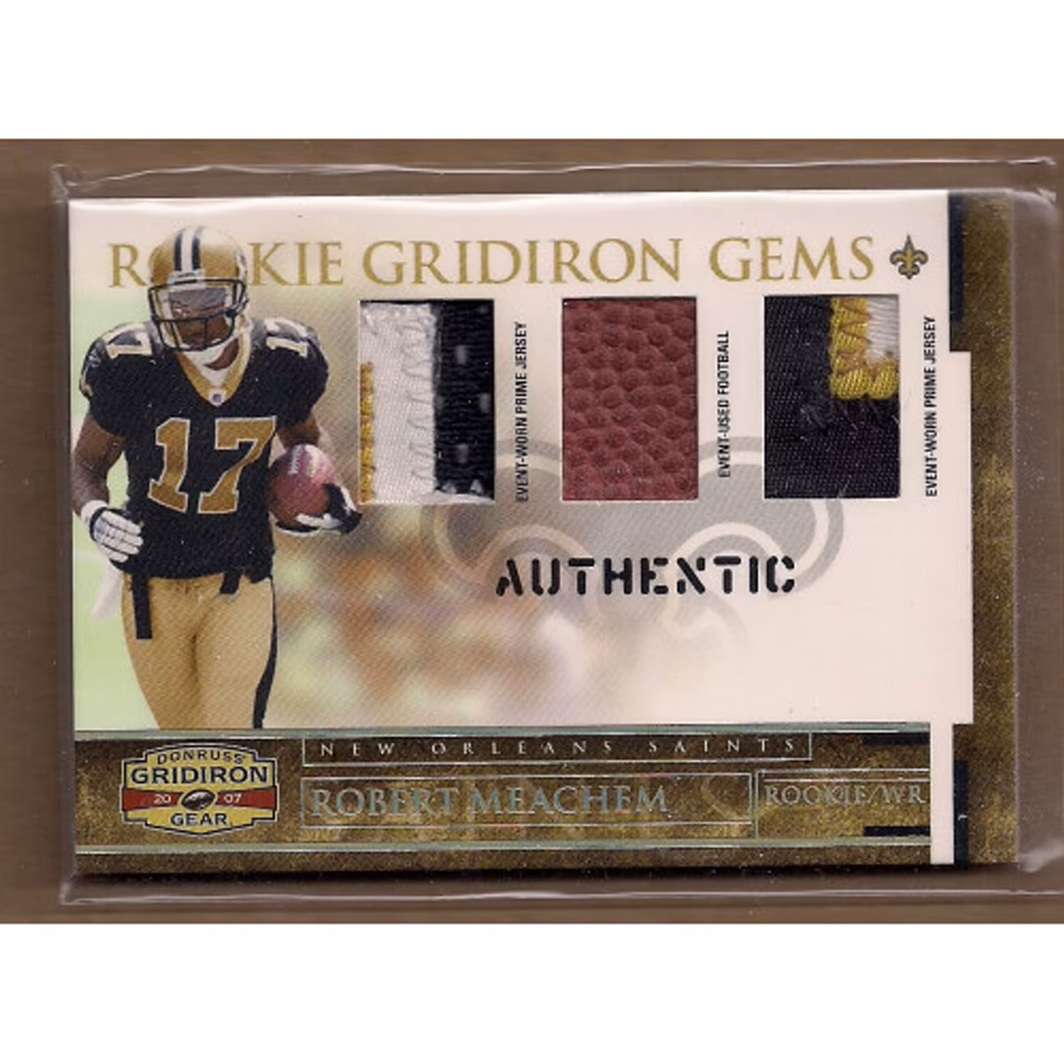 2007 Donruss Gridiron Gear Rookie Jerseys Trios Prime #220 Robert Meachem 8 2007 Donruss Gridiron Gear Rookie Jerseys Trios Prime #220 Robert Meachem
