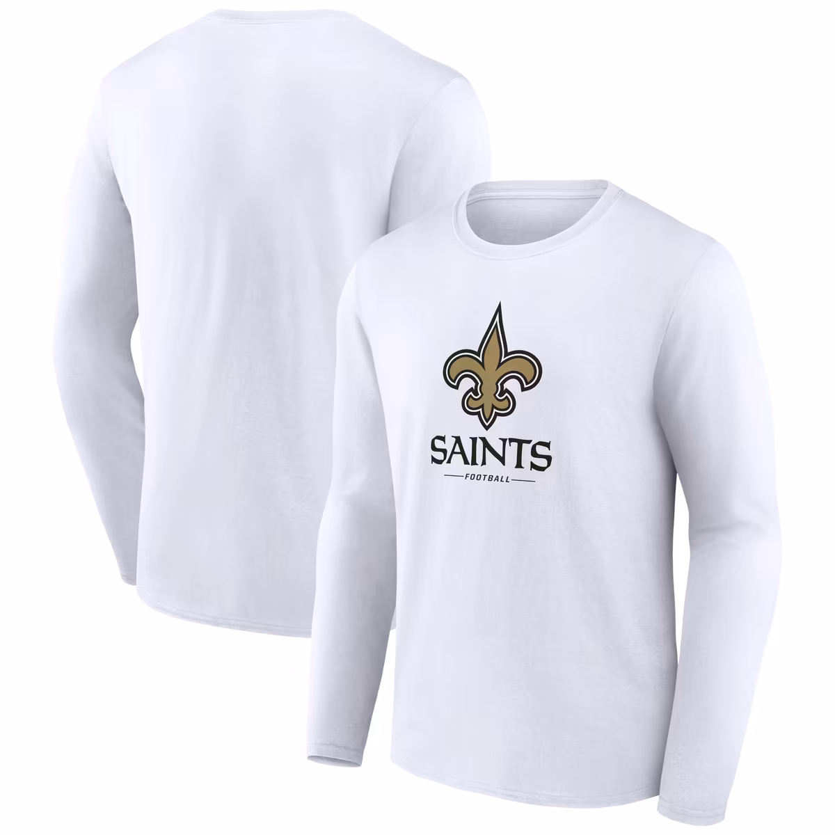 Men's White New Orleans Saints Logo Team Lockup Long Sleeve T-Shirt 2 Men's White New Orleans Saints Logo Team Lockup Long Sleeve T-Shirt