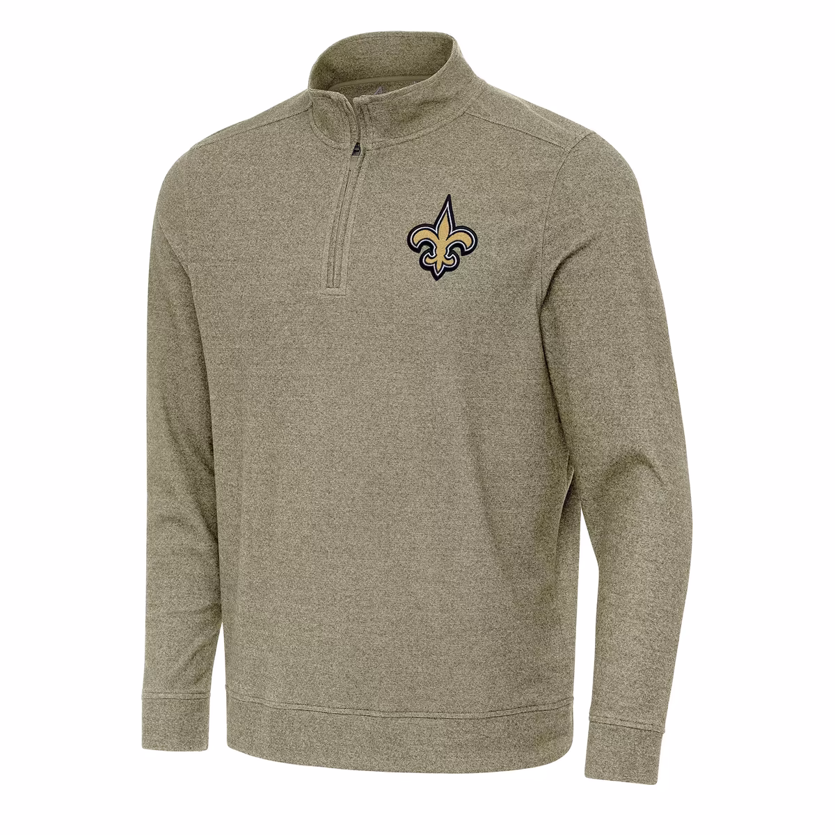 Men's Antigua Olive New Orleans Saints Subtle Quarter-Zip Top 1 Men's Antigua Olive New Orleans Saints Subtle Quarter-Zip Top