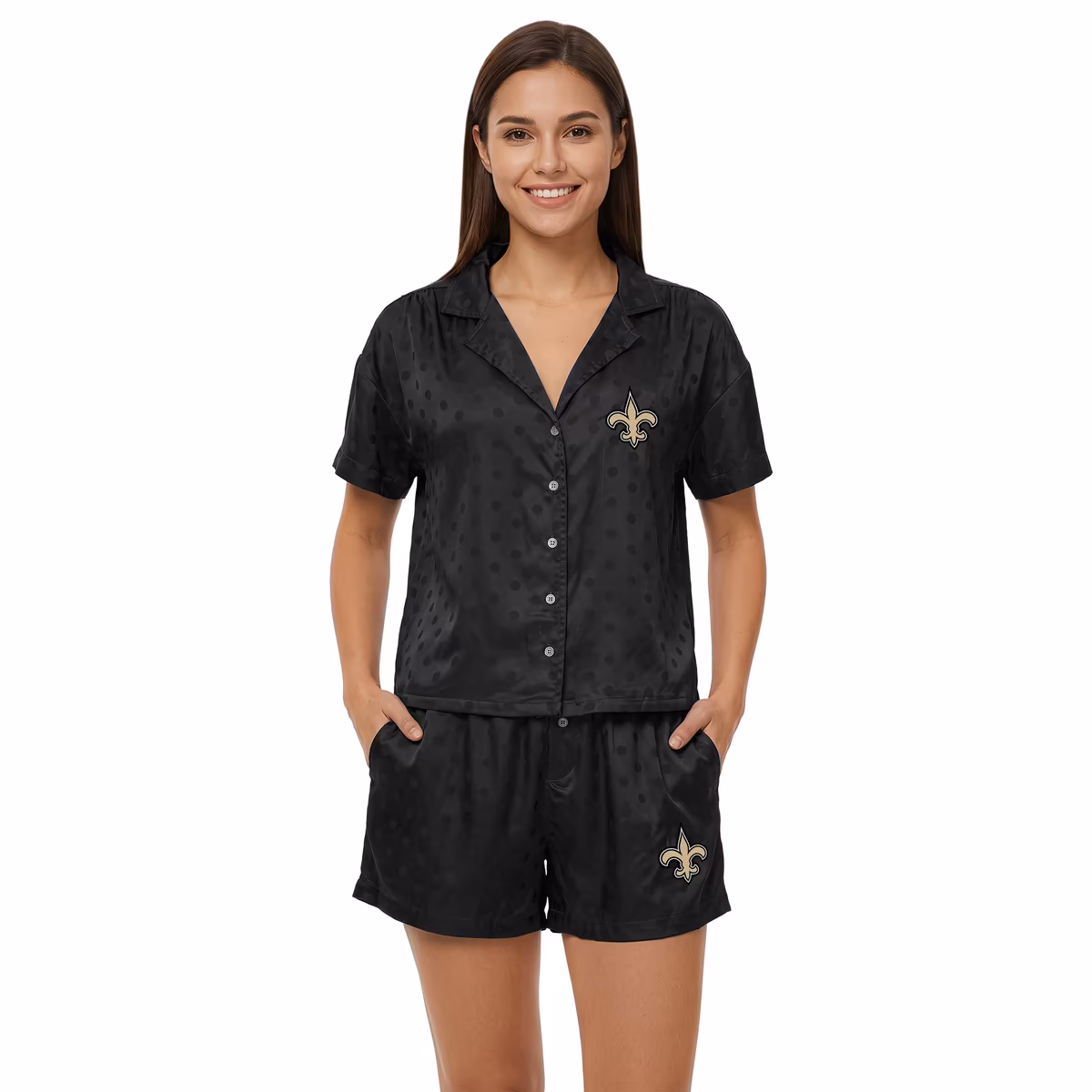 Women's Concepts Sport Black New Orleans Saints Wink Dot Satin Jacquard Sleep Set 2 Women's Concepts Sport Black New Orleans Saints Wink Dot Satin Jacquard Sleep Set