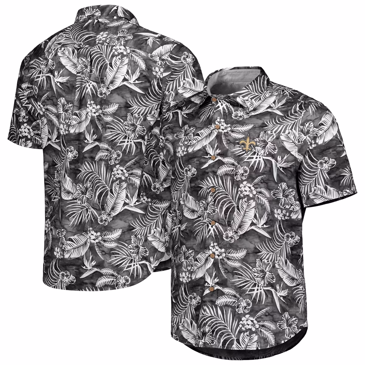 Men's Tommy Bahama Black New Orleans Saints Aqua Lush Full-Button Shirt 8 Men's Tommy Bahama Black New Orleans Saints Aqua Lush Full-Button Shirt