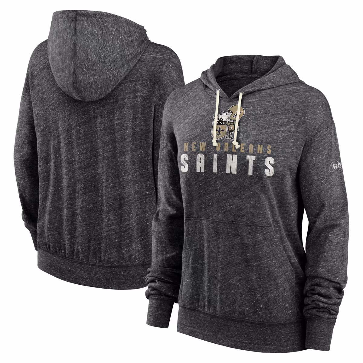 Women's Nike  Black New Orleans Saints Rewind Gym Vintage Lightweight Pullover Hoodie