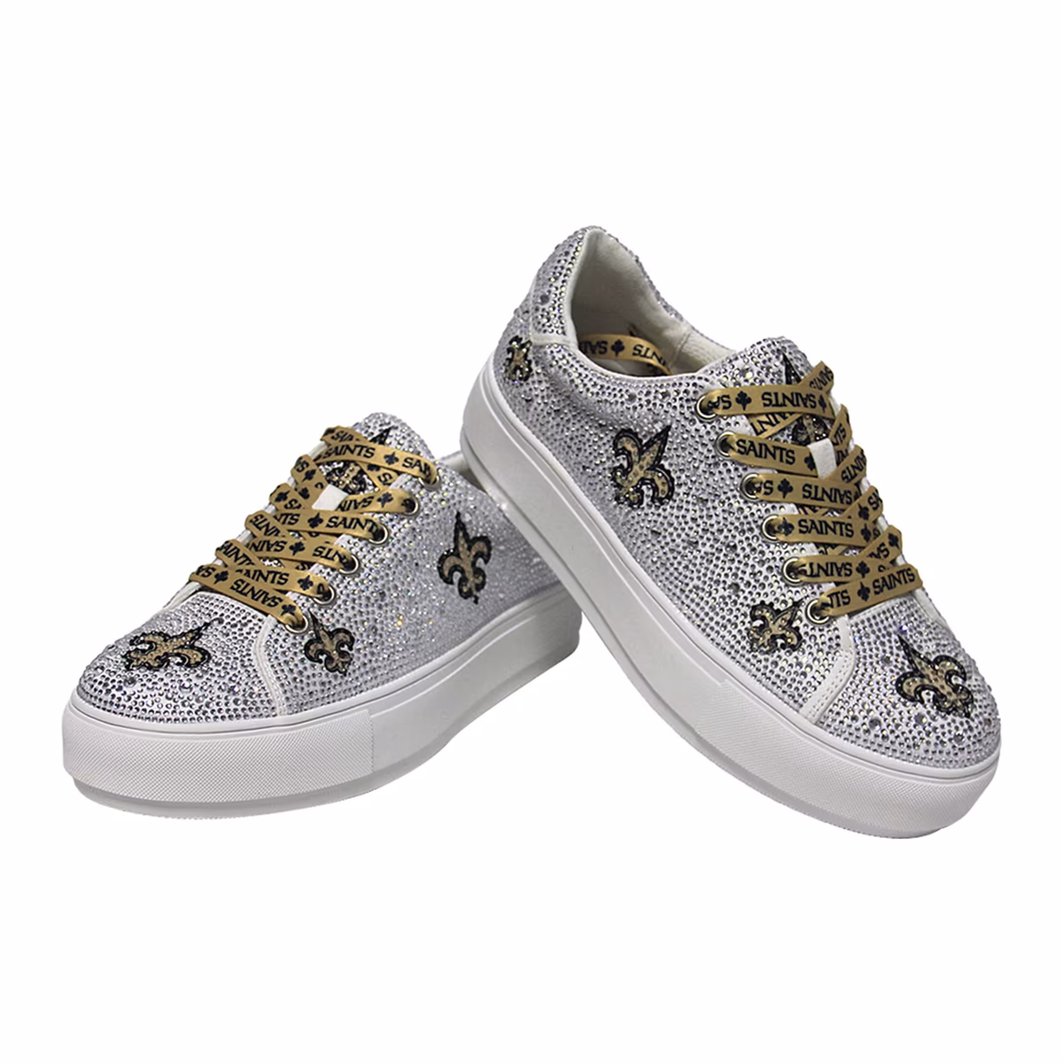Women's FABGATING by Cuce White New Orleans Saints Crystal Team Logo Sneakers 3 Women's FABGATING by Cuce White New Orleans Saints Crystal Team Logo Sneakers