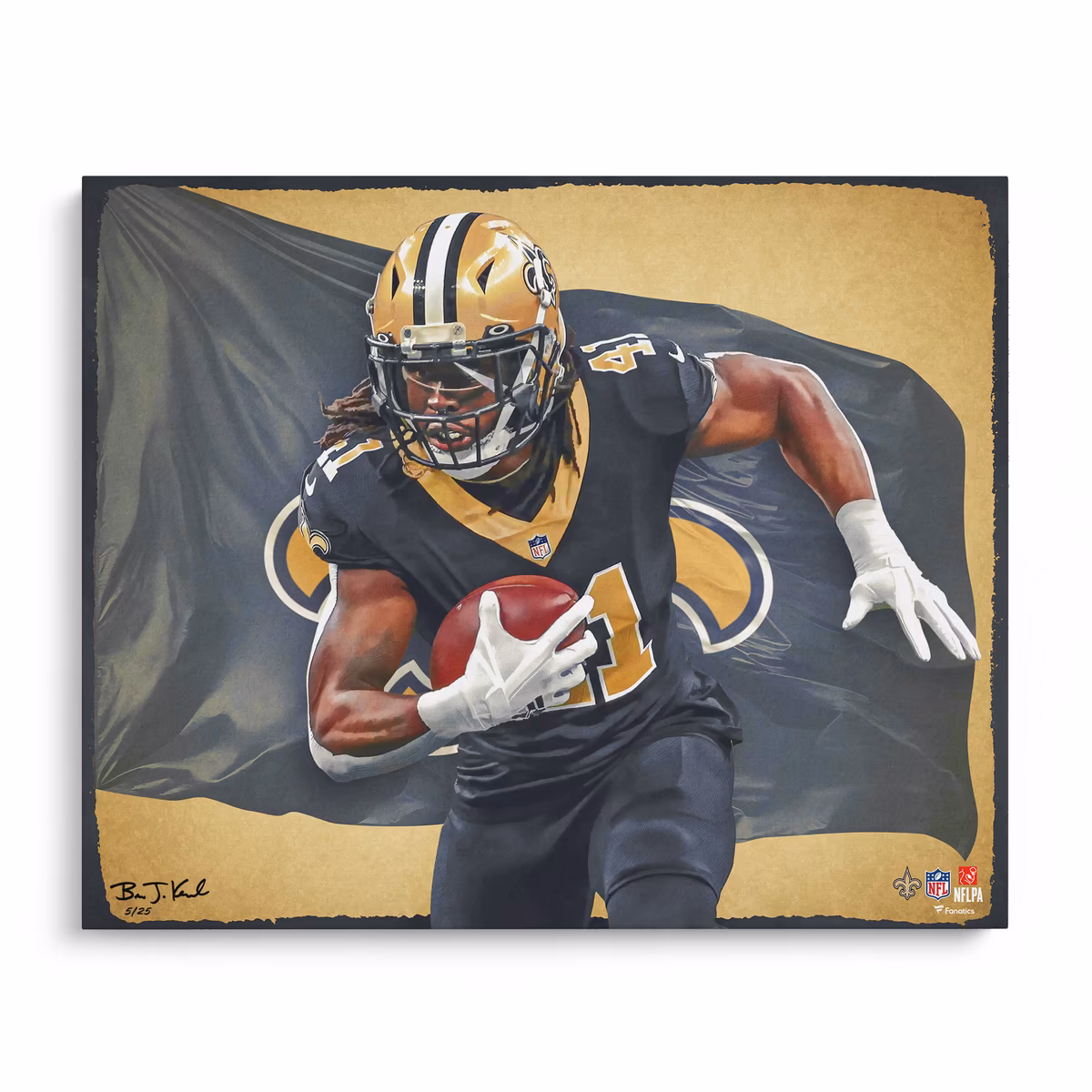 Alvin Kamara New Orleans Saints 16" x 20" Photo Print - Designed & Signed by Artist Brian Konnick - Limited Edition 25