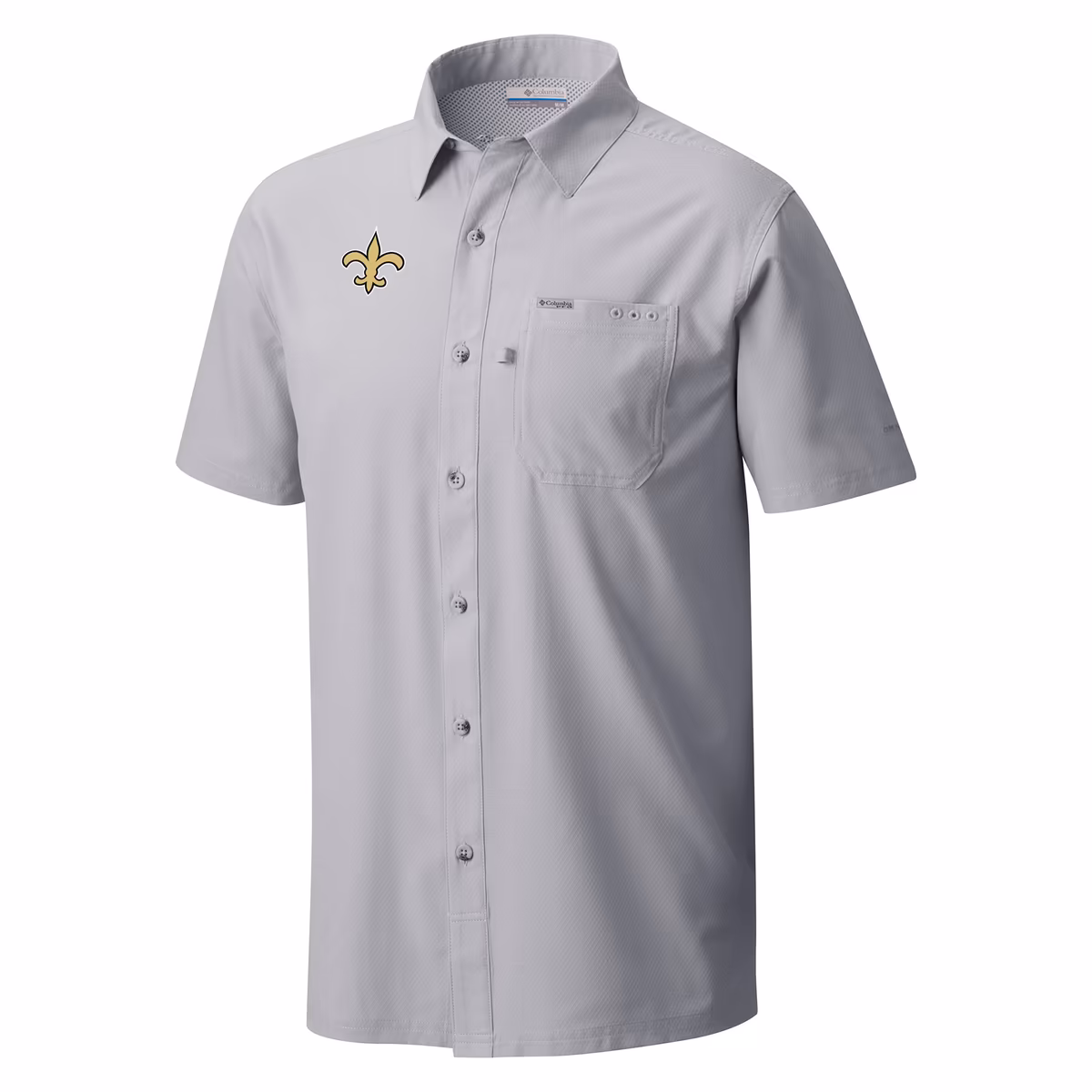 Men's Columbia Gray New Orleans Saints Slack Tide Omni-Wick Button-Up Camp Shirt 3 Men's Columbia Gray New Orleans Saints Slack Tide Omni-Wick Button-Up Camp Shirt