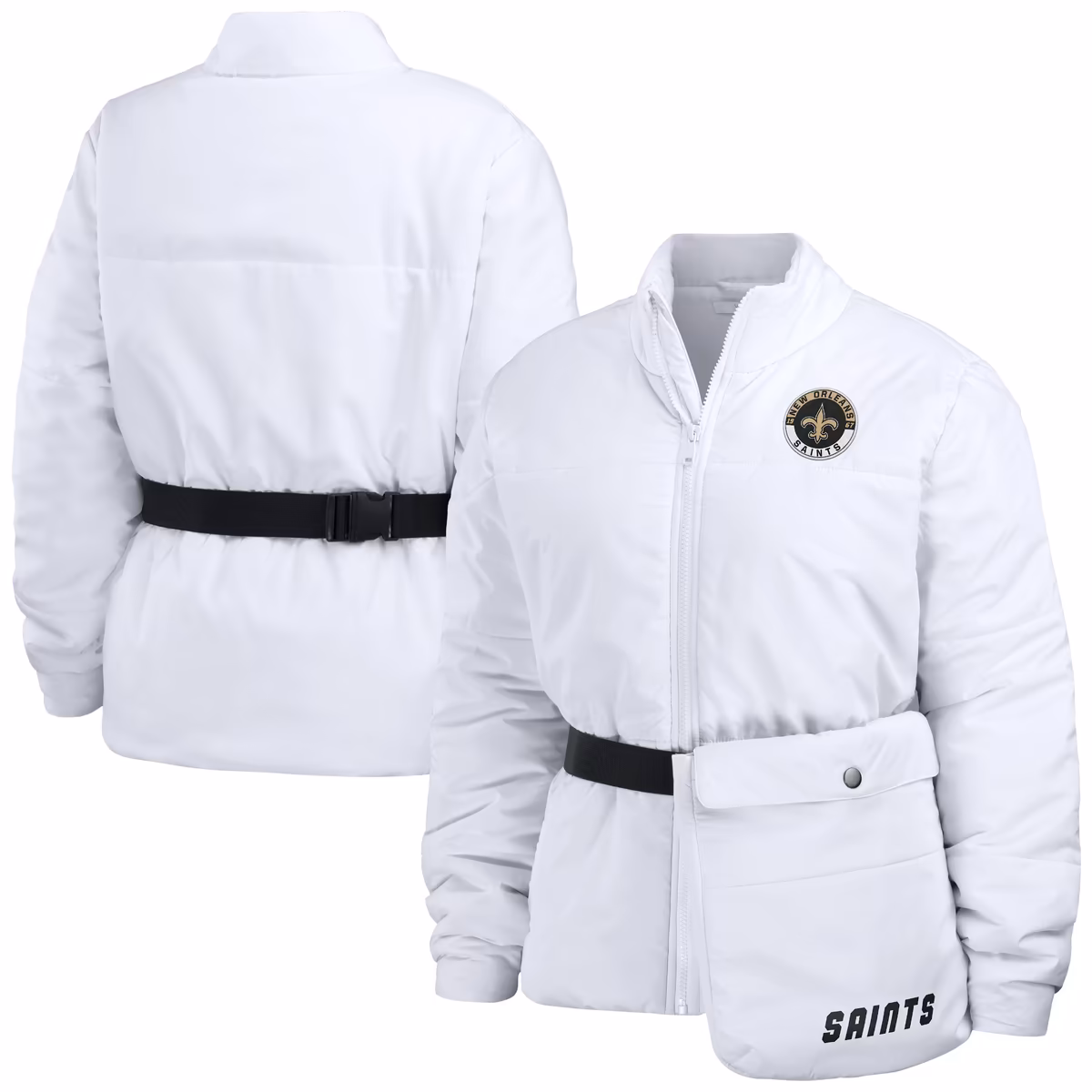 Women's WEAR by Erin Andrews White New Orleans Saints Packaway Full-Zip Puffer Jacket 8 Women's WEAR by Erin Andrews White New Orleans Saints Packaway Full-Zip Puffer Jacket