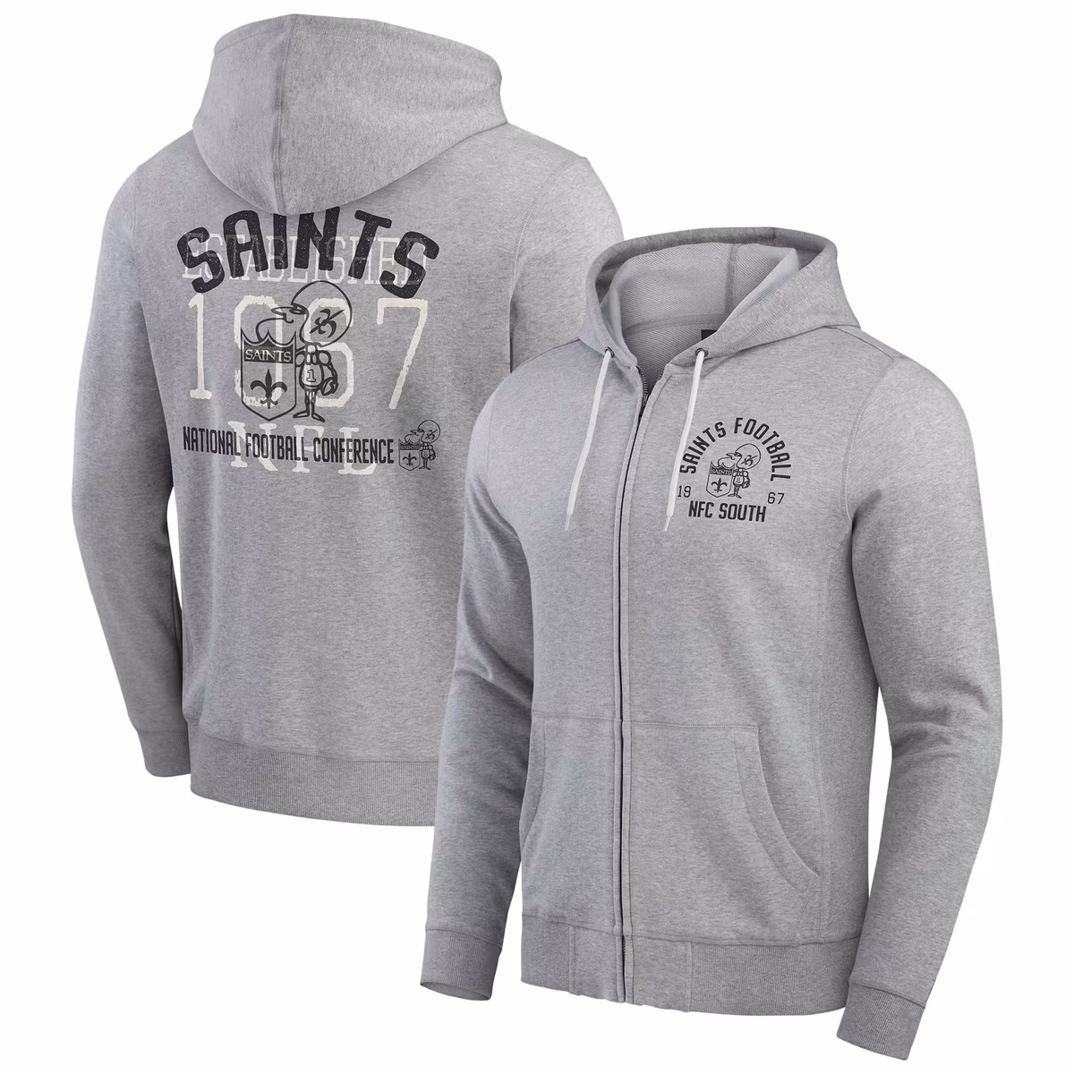 Men's Darius Rucker Collection by Fanatics Heather Gray New Orleans Saints Vintage Stripe Full-Zip Hoodie 7 Men's Darius Rucker Collection by Fanatics Heather Gray New Orleans Saints Vintage Stripe Full-Zip Hoodie