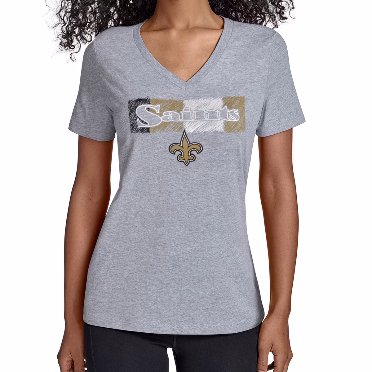 Women's Starter Gray New Orleans Saints Color Shading V-Neck T-Shirt 2 Women's Starter Gray New Orleans Saints Color Shading V-Neck T-Shirt