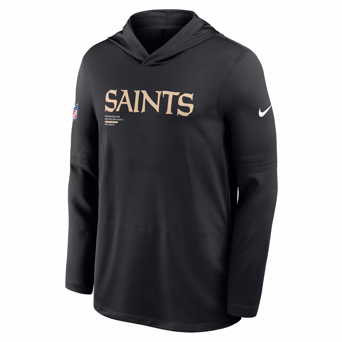 Men's Nike Black New Orleans Saints Sideline Pure Fury Dri-FIT Long Sleeve Hooded T-Shirt 5 Men's Nike Black New Orleans Saints Sideline Pure Fury Dri-FIT Long Sleeve Hooded T-Shirt