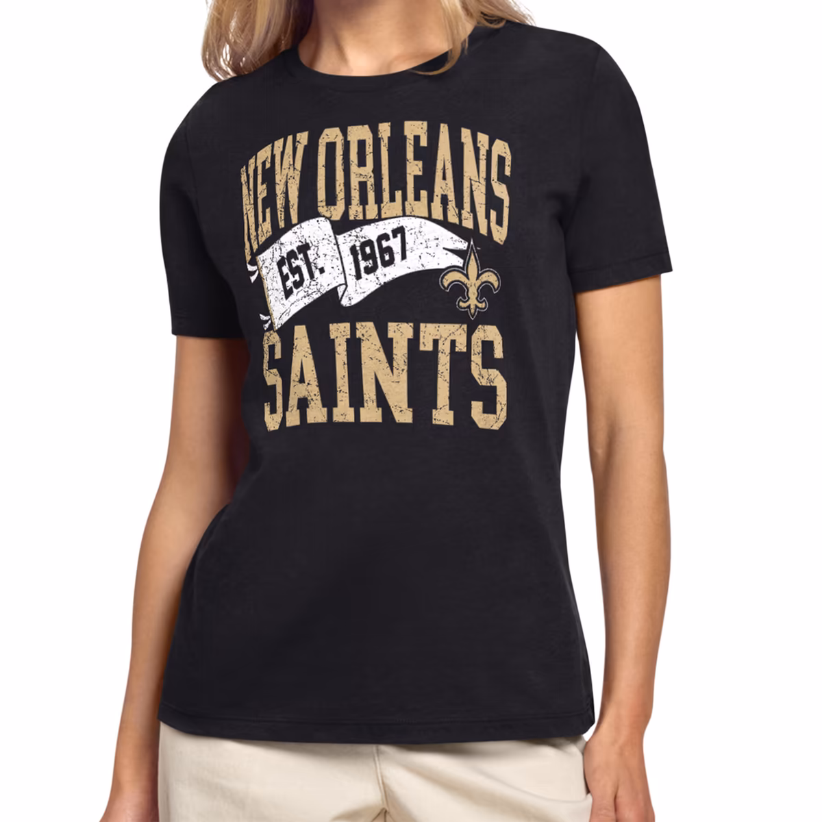 Women's Starter Black New Orleans Saints Pennant T-Shirt