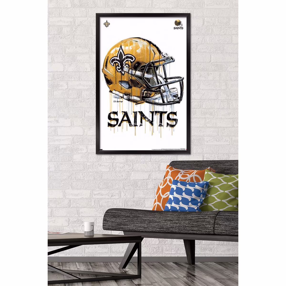 New Orleans Saints 24.25'' x 35.75'' Framed Helmet Poster 3 New Orleans Saints 24.25'' x 35.75'' Framed Helmet Poster