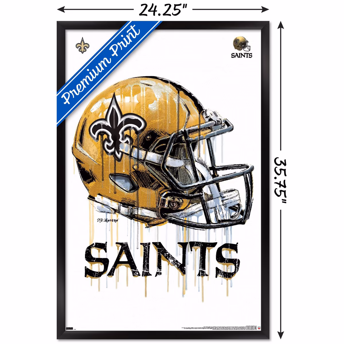 New Orleans Saints 24.25'' x 35.75'' Framed Helmet Poster 4 New Orleans Saints 24.25'' x 35.75'' Framed Helmet Poster