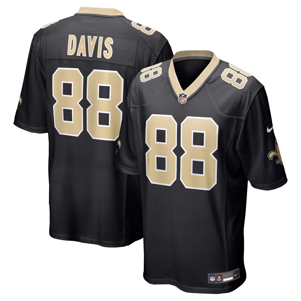 Men's Nike Shaquan Davis Black New Orleans Saints Game Jersey 1 Men's Nike Shaquan Davis Black New Orleans Saints Game Jersey