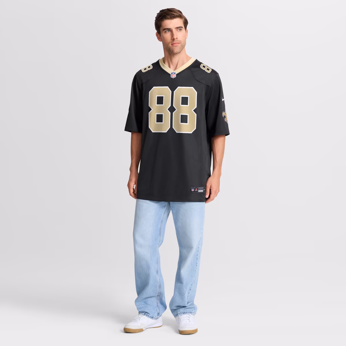 Men's Nike Shaquan Davis Black New Orleans Saints Game Jersey 8 Men's Nike Shaquan Davis Black New Orleans Saints Game Jersey