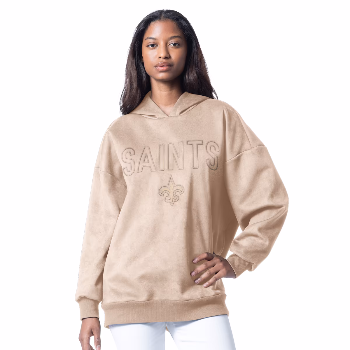 Women's G-III 4Her by Carl Banks Cream New Orleans Saints Best Hitter Oversized Tunic Pullover Hoodie 2 Women's G-III 4Her by Carl Banks Cream New Orleans Saints Best Hitter Oversized Tunic Pullover Hoodie