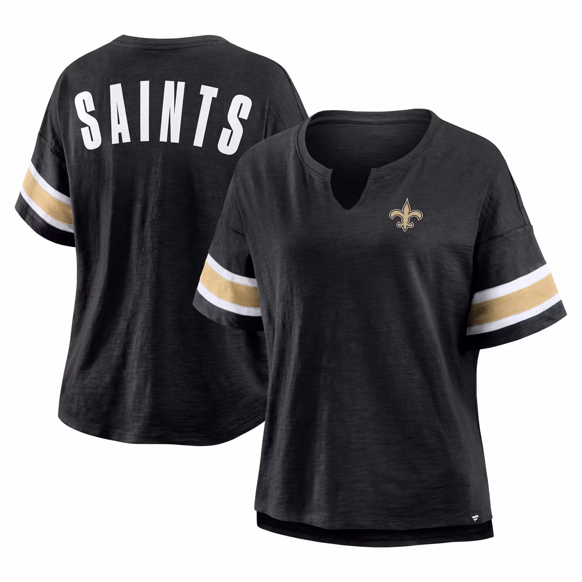 Women's Fanatics Black New Orleans Saints Plus Size Redzone Notch Neck T-Shirt
