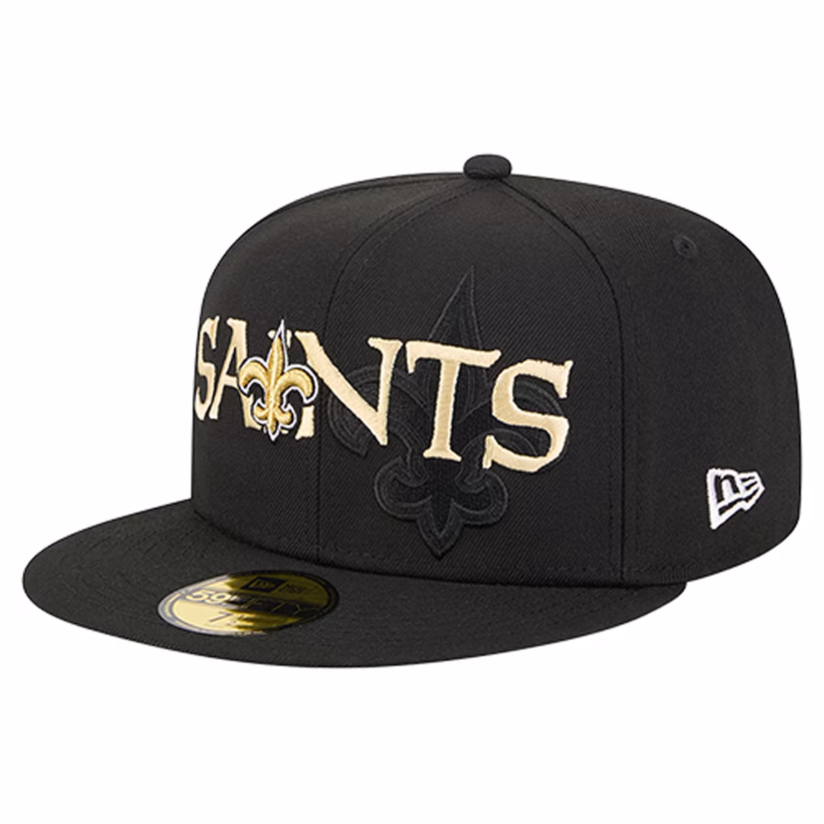 Men's New Era Black New Orleans Saints Overlap Wordmark 59FIFTY Fitted Hat 2 Men's New Era Black New Orleans Saints Overlap Wordmark 59FIFTY Fitted Hat