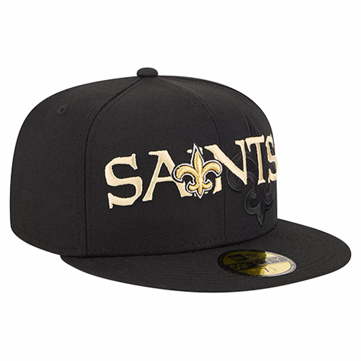 Men's New Era Black New Orleans Saints Overlap Wordmark 59FIFTY Fitted Hat 4 Men's New Era Black New Orleans Saints Overlap Wordmark 59FIFTY Fitted Hat