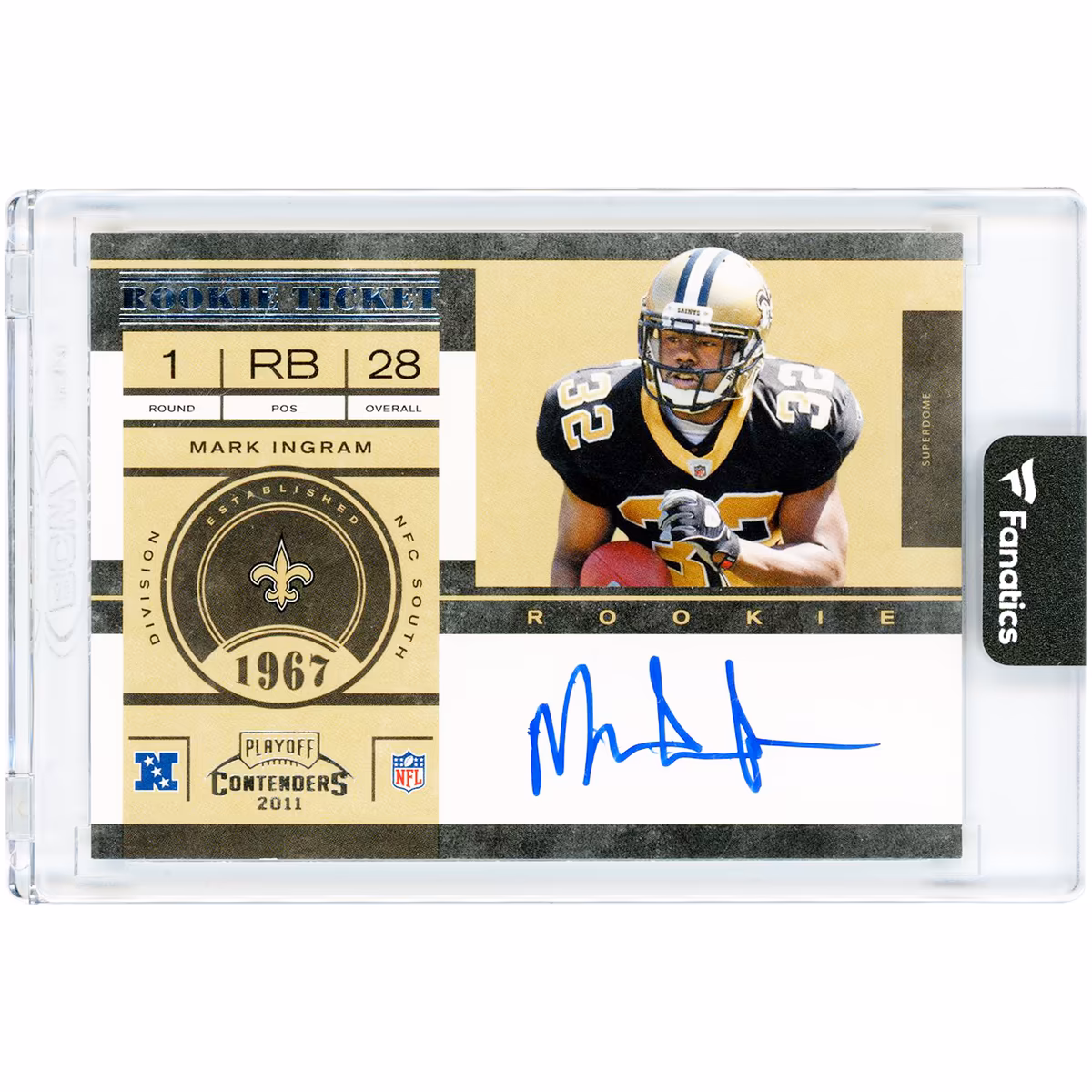 Mark Ingram New Orleans Saints Autographed 2011 Panini Playoff Contenders Rookie Ticket #213 Rookie Card