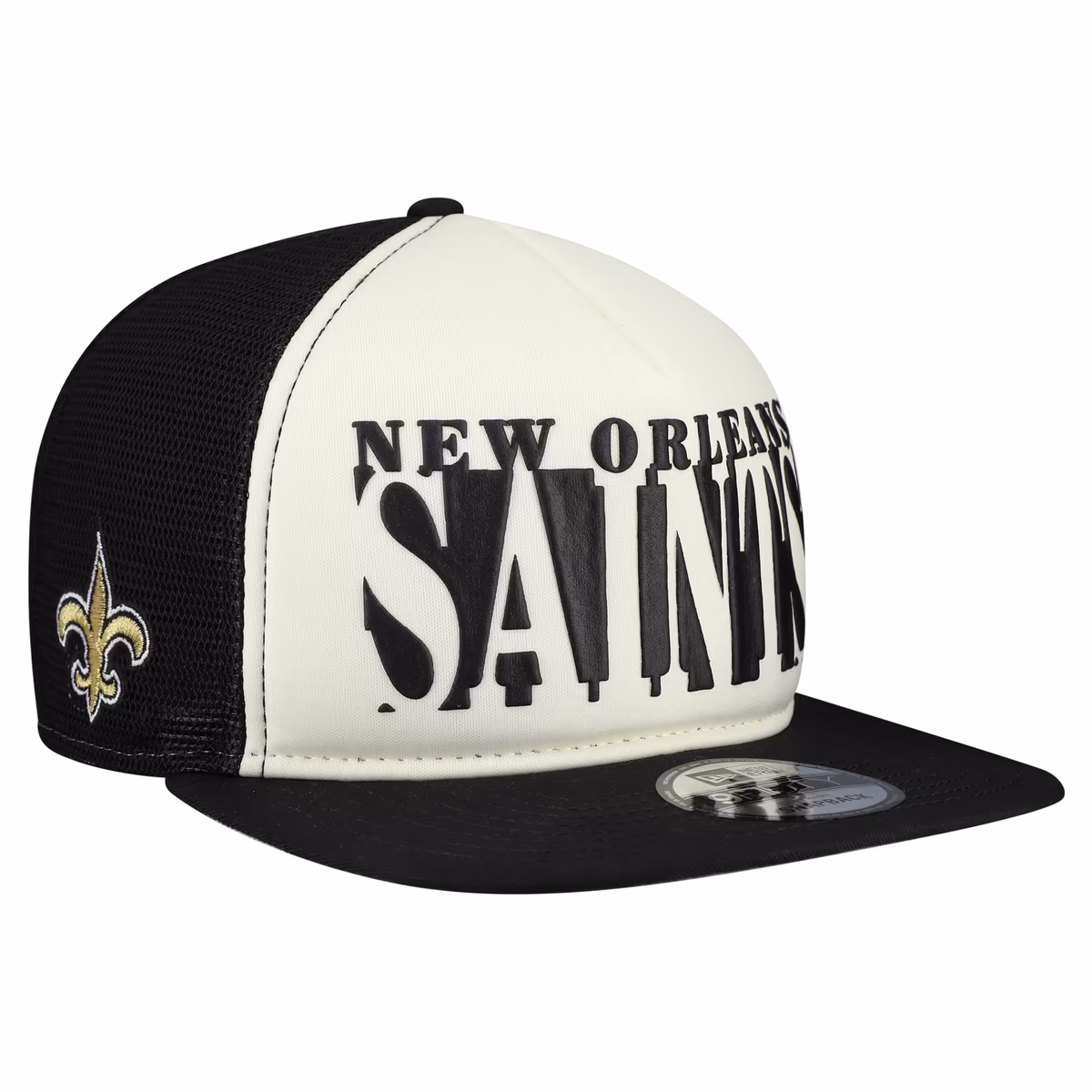 Men's New Era Cream/Black New Orleans Saints Cutout A-Frame 9FIFTY Snapback Hat 2 Men's New Era Cream/Black New Orleans Saints Cutout A-Frame 9FIFTY Snapback Hat